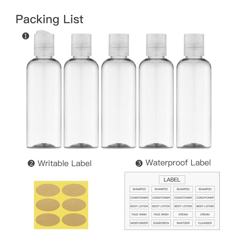 owlyee Travel Bottles for Toiletries 3.4 oz - Travel Size Containers for Shampoo Plastic - Small Empty Lotion Squeeze Bottle for Liquid TSA Approved - Leak Proof Mini Conditioner Refillable Clear 100ml - Image 5